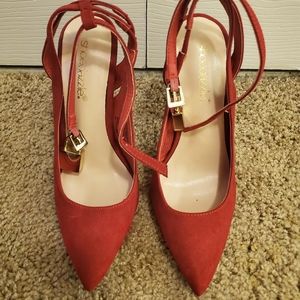 Shoedazzle Myranda Red Suede Heels Never Worn
